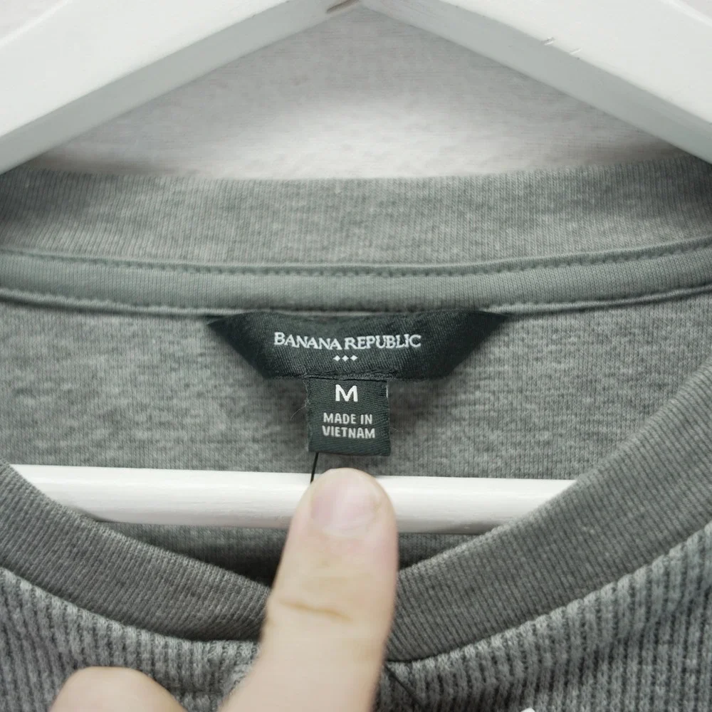 Banana Republic Mens Gray Waffle Knit Henley Shirt Long Sleeve 782352-00-1 M